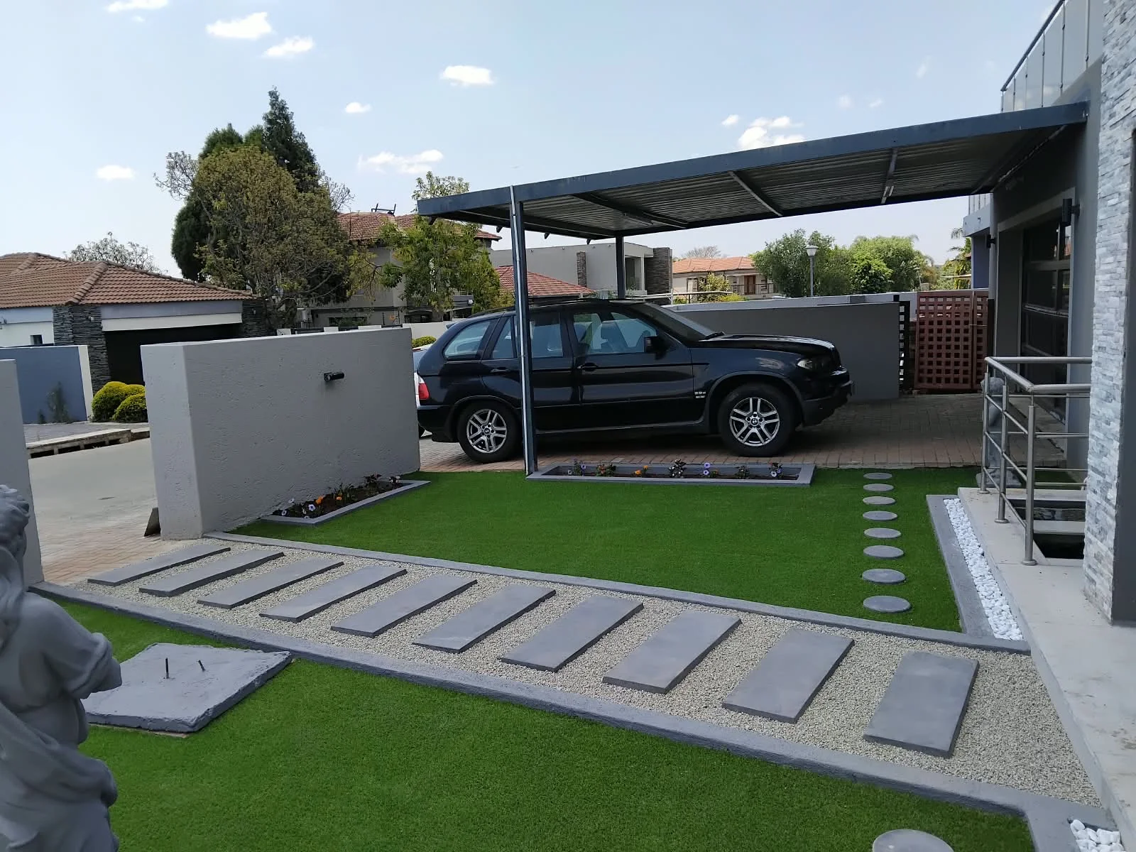Freshly planted flower beds in a garden